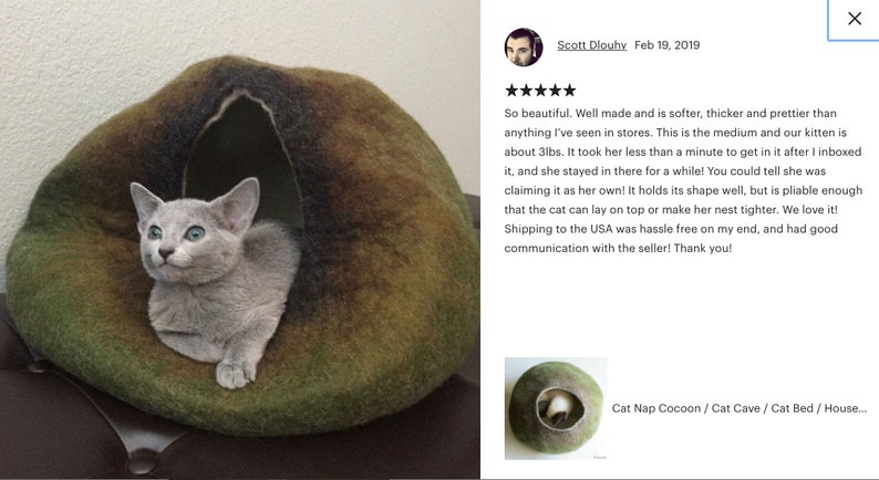 Modern Grey Mustard Wool Felt Cat Bed Furniture, Cat Cave, Pet Cocoon House, Small Dog Bed, Kitty Warmer, Hand Felted, Smart Design image 9