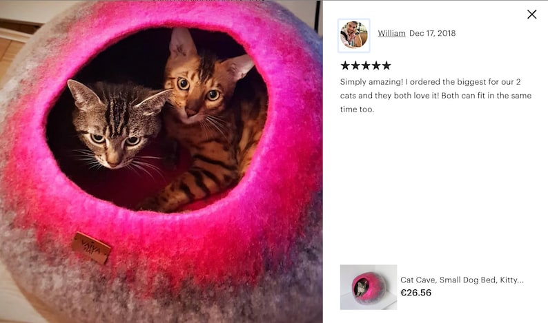 Wool Cat Cocoon Cave, High Quality Felt Kitty Sleep Bed, Pet House Nest, Hideaway, Furniture, Crisp Modern Minimalist Design / Red Bubble image 9