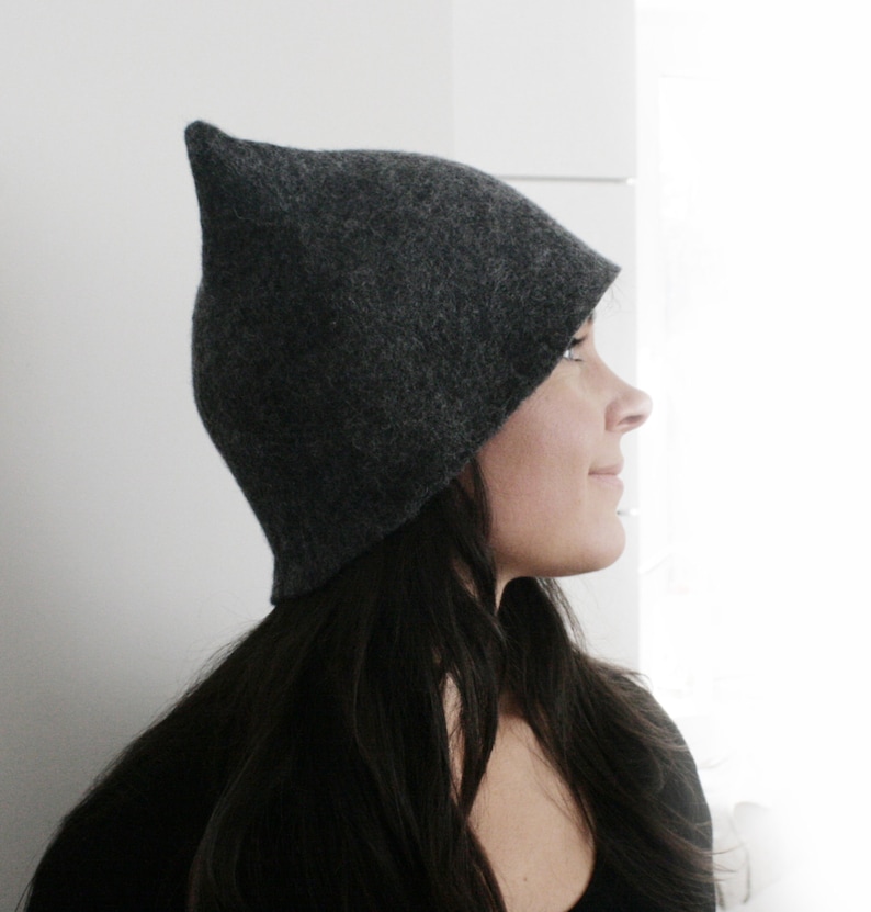 Gray Beetle Hat Ears HatMan Hat Animal Hat Horns hat Winter Hat Millinery Hat Hand Felted Wool All SizesAdultToddler Men Gift