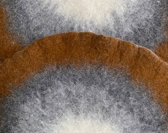 Handmade Wool Felted Placemat | Rustic Brown, Grey, White Hot Pad Coaster | Eco-Friendly Table Protector | Natural Felt Mats for Gifting