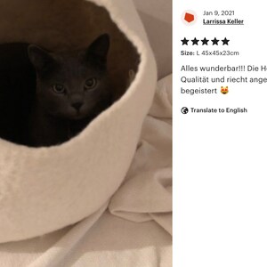 Weißes gefilztes Haustierbett / kleines Hundebett / Katzenhöhle / Katzenhöhle / Kitty Nest / Filzkorb / handgefilzte Wolle - natürliches Design Bild 10