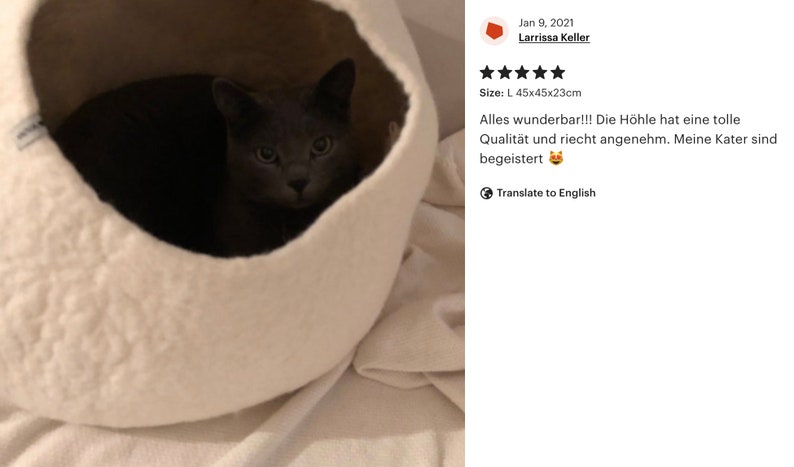 Weißes gefilztes Haustierbett / kleines Hundebett / Katzenhöhle / Katzenhöhle / Kitty Nest / Filzkorb / handgefilzte Wolle - natürliches Design Bild 10
