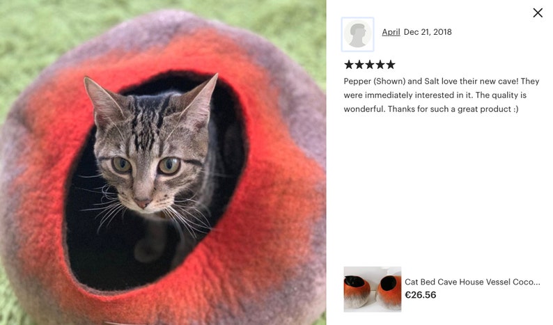 Wool Cat Cocoon Cave, High Quality Felt Kitty Sleep Bed, Pet House Nest, Hideaway, Furniture, Crisp Modern Minimalist Design / Red Bubble image 8