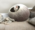 Cat Nap Cocoon / Pet Cave / Kitty Bed /Dog House / Felt Vessel - Hand Felted Wool - Minimalist Modern Design - Beige Ombre Cat Bubble product logo