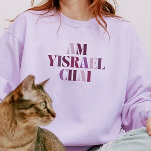 Am Yisrael Chai Sweatshirt | Colorwash Sweatshirt, Trendy Berry Color, Proud to be Jewish, Jewish Woman, Jewish Mom, Gift for her, plus size