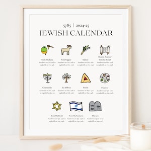 Jewish Calendar 5785 Download Printable: Jewish Art, Year 2024 2025, Hebrew Calendar Planner, Jewish Holidays, Wall Decor, Digital Download