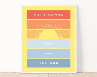 Póster con la letra de la canción "Here Comes the Sun" (Aquí llega el sol)