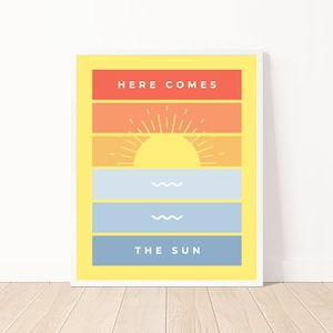 Here Comes the Sun Beatles Wandkunst: Beatles Poster, Songtext, Kunstdruck, Giclée Druck, Kinderzimmer Kunst, Badezimmer Kunst, Küchen Wand Kunst, Baby Geschenk