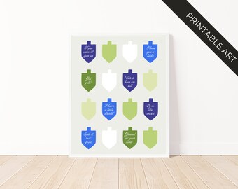 Hanukkah Dreidel Wall Decor | Jewish Art Print | Chanukkah Decorations | Digital Download Art