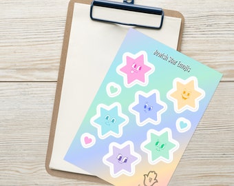 Joyfully Jewish Star of David Emoji Stickers: Adorable Cartoon Kawaii Style Emojis in Soft Pastel Tones for Crafting and Decoration