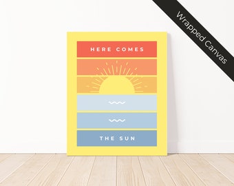 Here Comes the Sun Beatles Letras Arte de pared / Impresión de lienzo envuelto
