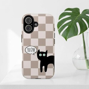 Hebrew Shalom Cat Phone Case | Jewish Black Cat iPhone Samsung Cover