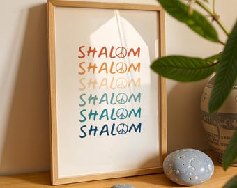 Shalom Peace Wall Art – Modern Jewish Decor for Kitchen, Nursery, Bathroom, or Dorm