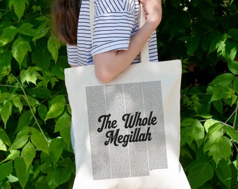 Carry 'The Whole Megillah' - Cotton Canvas Tote Bag with Complete Book of Esther Text