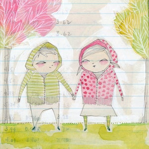 same but different A 5 x 7 inch limited edition archival print by cori dantini of twins