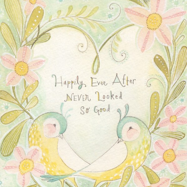 Lovebirds with heart,  Wedding Card, sweet birds, Cute Card, pretty, congratulations on your wedding day, card for wedding