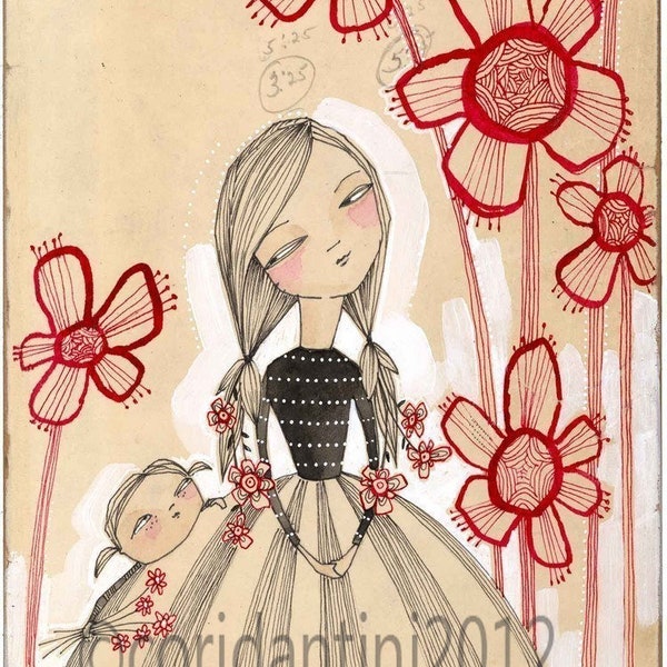 Mother's day gift | Mother Daughter Art Print | |love art print | nursery wall decor |  Cori Dantini | 5 x 10 limited edition archival print