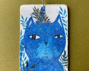 A cat lovers dream... cute cat Ornament, handmade by cori dantini just for you, sparkly, whimsical, cute