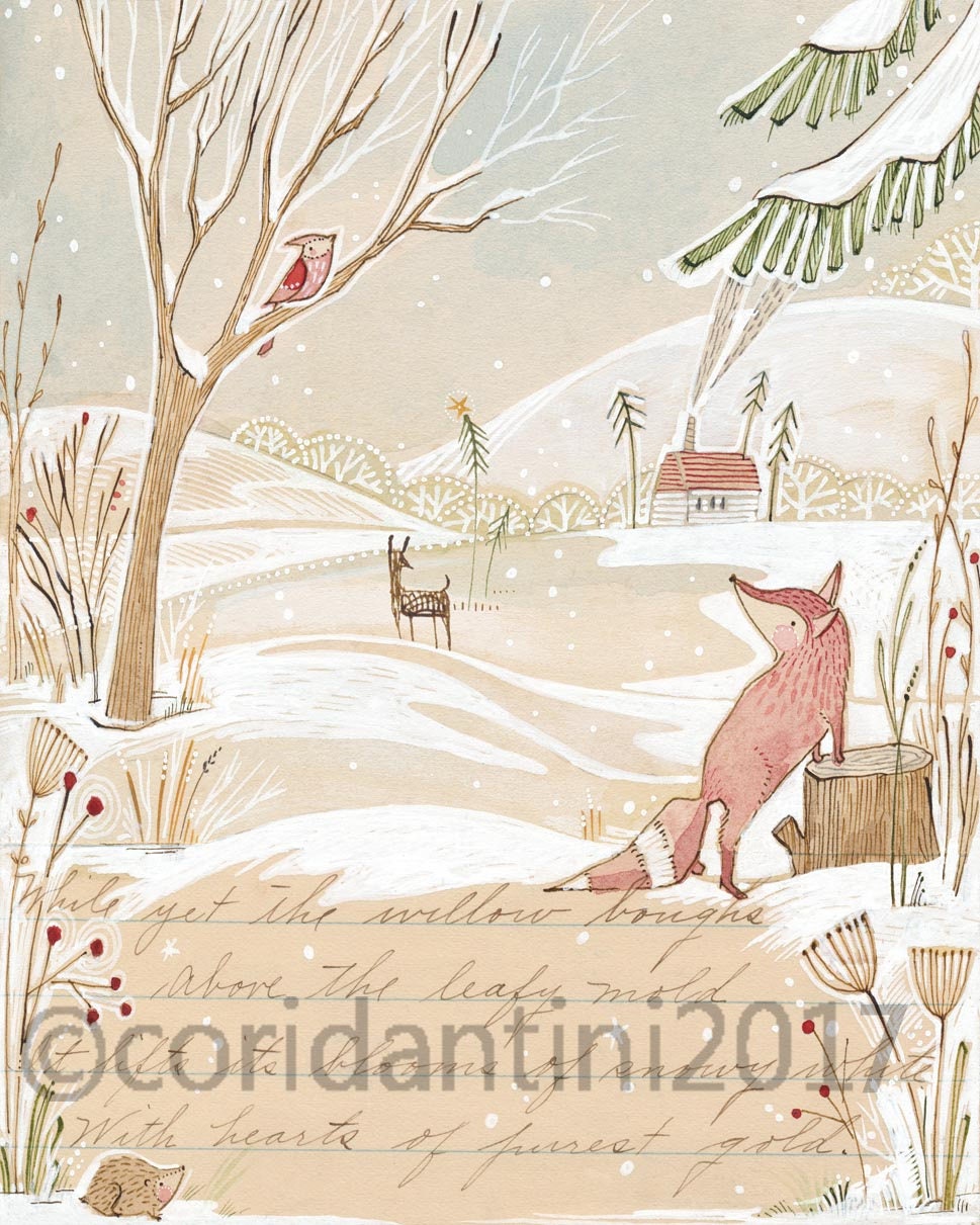 Magical Winter Holiday Art Decor Archival Art | Etsy