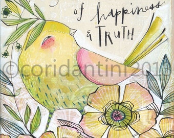 whimsical watercolor painting of a bird- 8 x 10 - archival and limited edition print by cori dantini