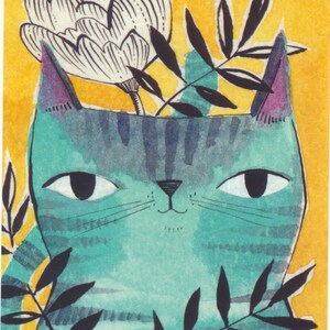 CARTOLINA di un simpatico gatto, di cori dantini senza busta