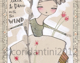 dancer - folk painting - an 8 x 10 limited edition and archival print of an original watercolor by cori dantini