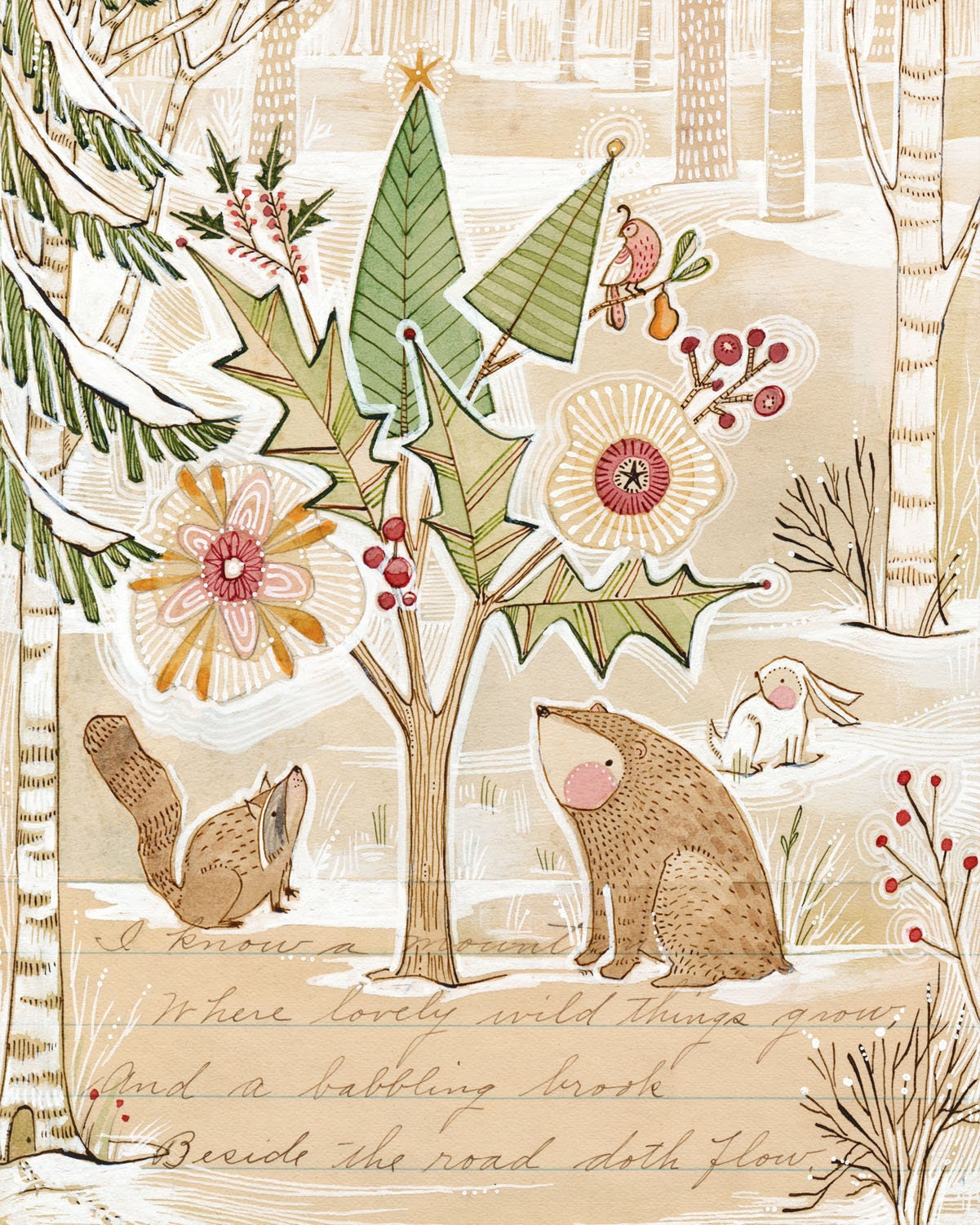 Magical Winter Holiday Art Decor Archival Art | Etsy