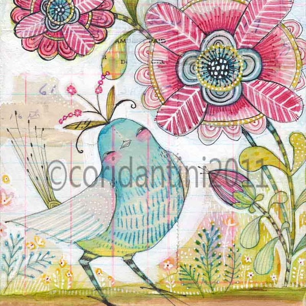 Bluebird Watercolor Painting: Limited Edition Art Print (8x10)