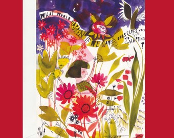 GREETING CARD whimsical female illustration: Give yourself over to happy, Cori Dantini art