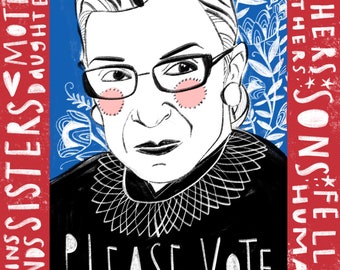 RBG wall art, ruth bader ginsburg, powerful women, woman, supreme court,  limited edition archival print by cori dantini