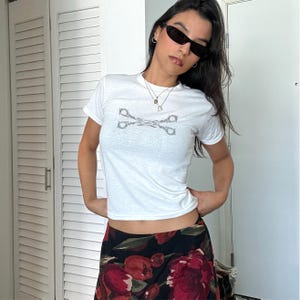 Y2K Subtle Lesbian Scissor Baby Tee Queer Bisexual Pride Month Baby Tee Y2K Clothing Crop Top Streetwear Y2K Summer Tee