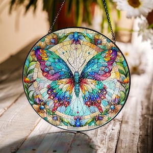 Butterfly Stained Glass Suncatcher, Gift for Butterfly Lovers, Stained Glass Window Hanging, Butterfly Suncatcher, Gift for Mama