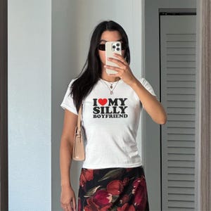 Y2K I Love My Silly Boyfriend BF GF Baby Tee Heart My Silly Boyfriend Baby Tee Y2K Streetwear Y2K I Love My Girlfriend Boyfriend Shirt