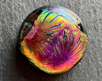 22mm Round Colorful Focal Dichroic Glass Cabochon - OOAK Cab EE
