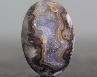 Stunning High Dome Designer Smoky Agate and Quartz Druzy Cabochon