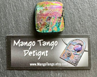1" Square Streaky Dichroic Glass Cabochon Focal - Cab #6