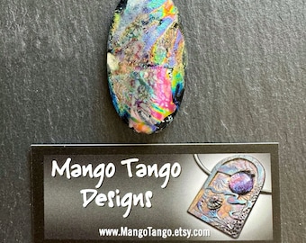 Large Oval Colorful Streaky Dichroic Glass Cabochon - Cab C