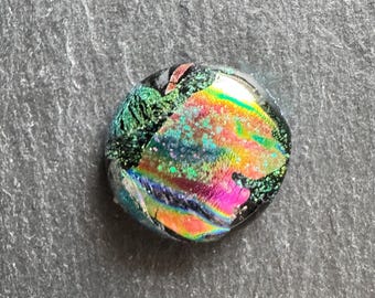 22mm Round Focal Dichroic Glass Cabochon - OOAK Cab 32
