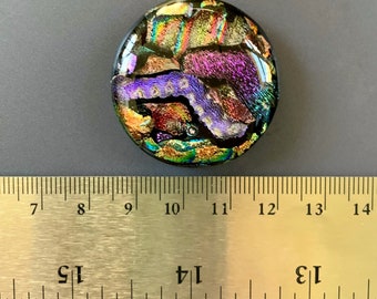 Large Colorful Dichroic Glass Cabochon Focal 35mm OOAK Statement Cab
