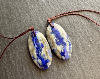 Beautiful Pair of Drilled Lapis Lazuli Gemstone Earring Beads