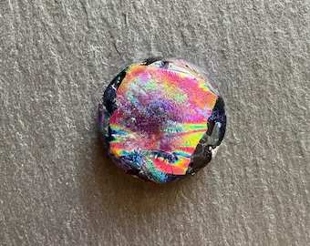 23mm Round Focal Dichroic Glass Cabochon - OOAK Cab 34
