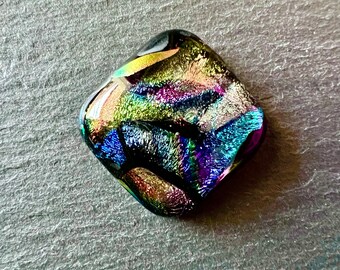Square 24mm Colorful Dichroic Glass Cabochon Focal - Cab #4