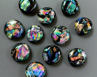 22mm Round Focal Dichroic Glass Cabochons - OOAK - Choose by Letter F, G, H - Listing is for ONE Cab
