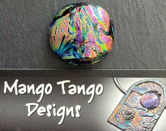 22mm Round Colorful Focal Dichroic Glass Cabochon - OOAK Cab 39