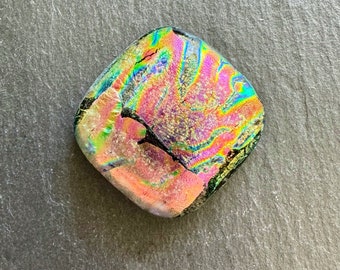 1" Square Colorful Streaky Dichroic Glass Cabochon Focal - Cab #8