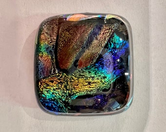 Square 24mm Colorful Dichroic Glass Cabochon Focal - Cab #1