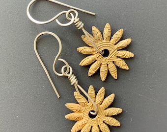 Sterling Silver and Bronze Mixed Metal Spinner Earrings