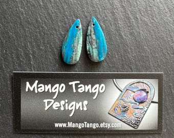 Pretty Pair of Drilled Blue Opal Teardrop Gemstone Earring Beads