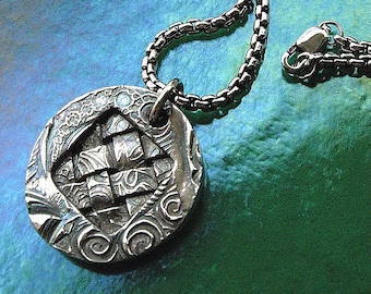 Tribal Weave Fine Silver Oxidized Woven Fine Silver Necklace