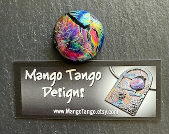 22mm Round Colorful Focal Dichroic Glass Cabochon - OOAK Cab 40